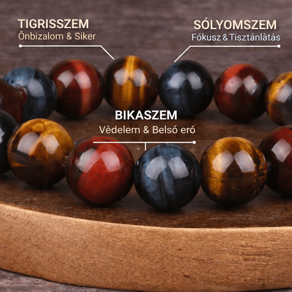 Hármas Védelem Karkötő – Tigrisszem, Sólyomszem & Bikaszem