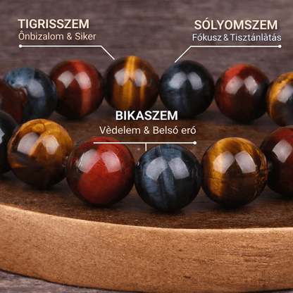 Hármas Védelem Karkötő – Tigrisszem, Sólyomszem & Bikaszem